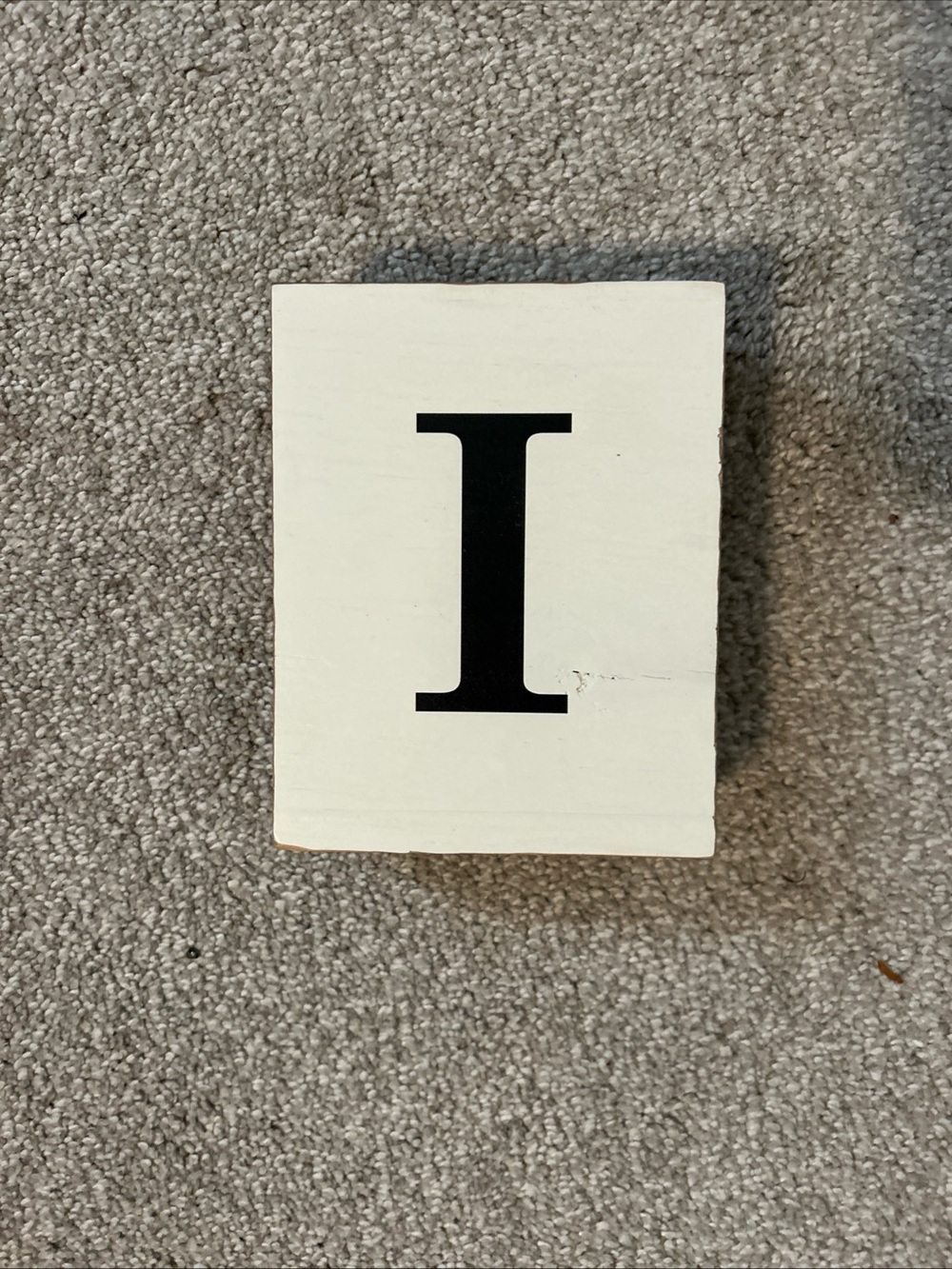 Rustic Marlin Decorative Block Letter "I" - White with Black Lettering